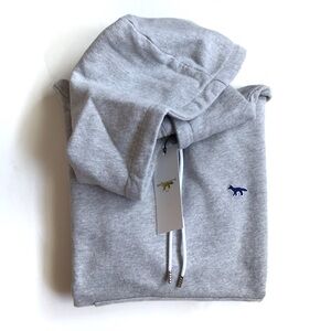 Maison Kitsune Grey Cotton Fleece Hoodie Unisex XS NWT